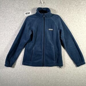 Columbia Fleece Jacket Womens Medium Navy Blue Mock Neck Winter Wear Full Zip